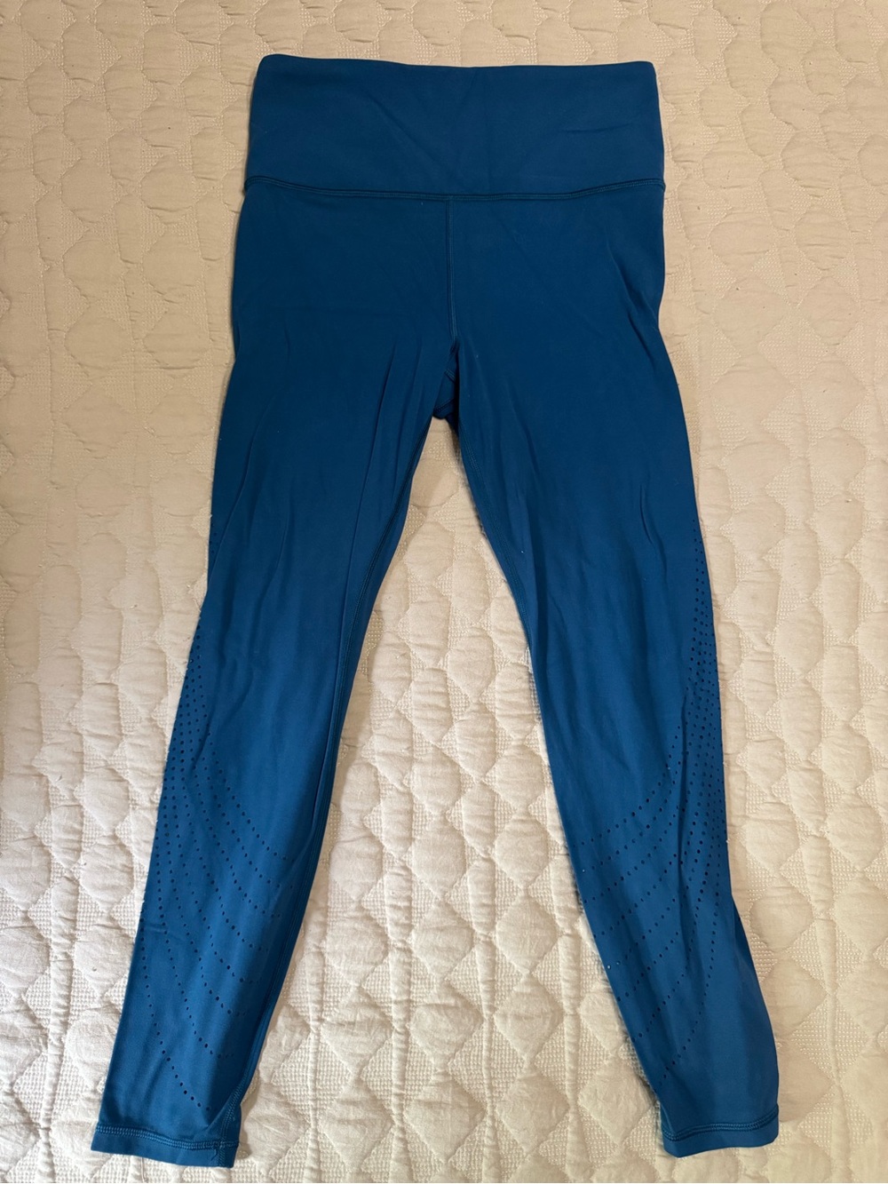 Athleta Teal High-Rise 7/8 Laser-Cut Tights